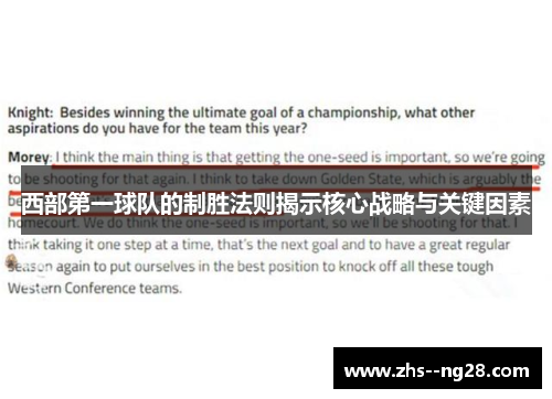 西部第一球队的制胜法则揭示核心战略与关键因素