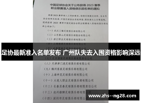 足协最新准入名单发布 广州队失去入围资格影响深远 足协最新准入名单发布 广州队失去入围资格影响深远